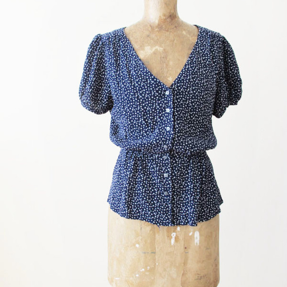 J. Crew Star Print Peplum Shirt 0 XS Viscose - Picture 2 of 5